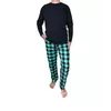 Домашня піжама для чоловіків COSY із фланелі (штани+лонгслів) зелено/чорний