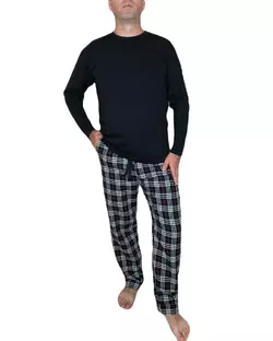 Домашня піжама для чоловіків COSY із фланелі (штани+лонгслів) черно/червоний